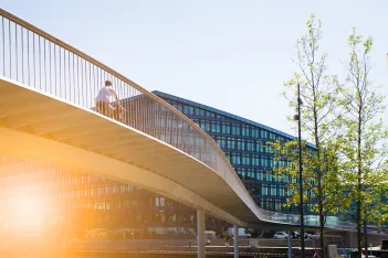 Bicycle riding over bridge