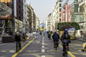 Pop-up bike lane in Berlin's city center.
