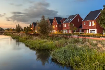 Modern eco friendly suburban street.
