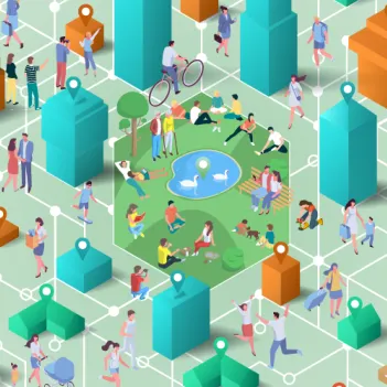 Graphic showing links between people in a city