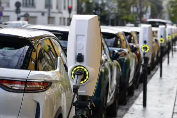 Public charging points in a row on the street.