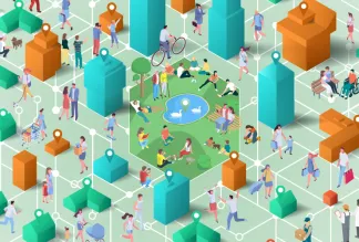 Graphic showing links between people in a city