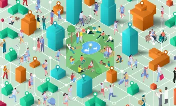 Graphic showing links between people in a city
