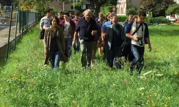 picture of people walking over a meadow